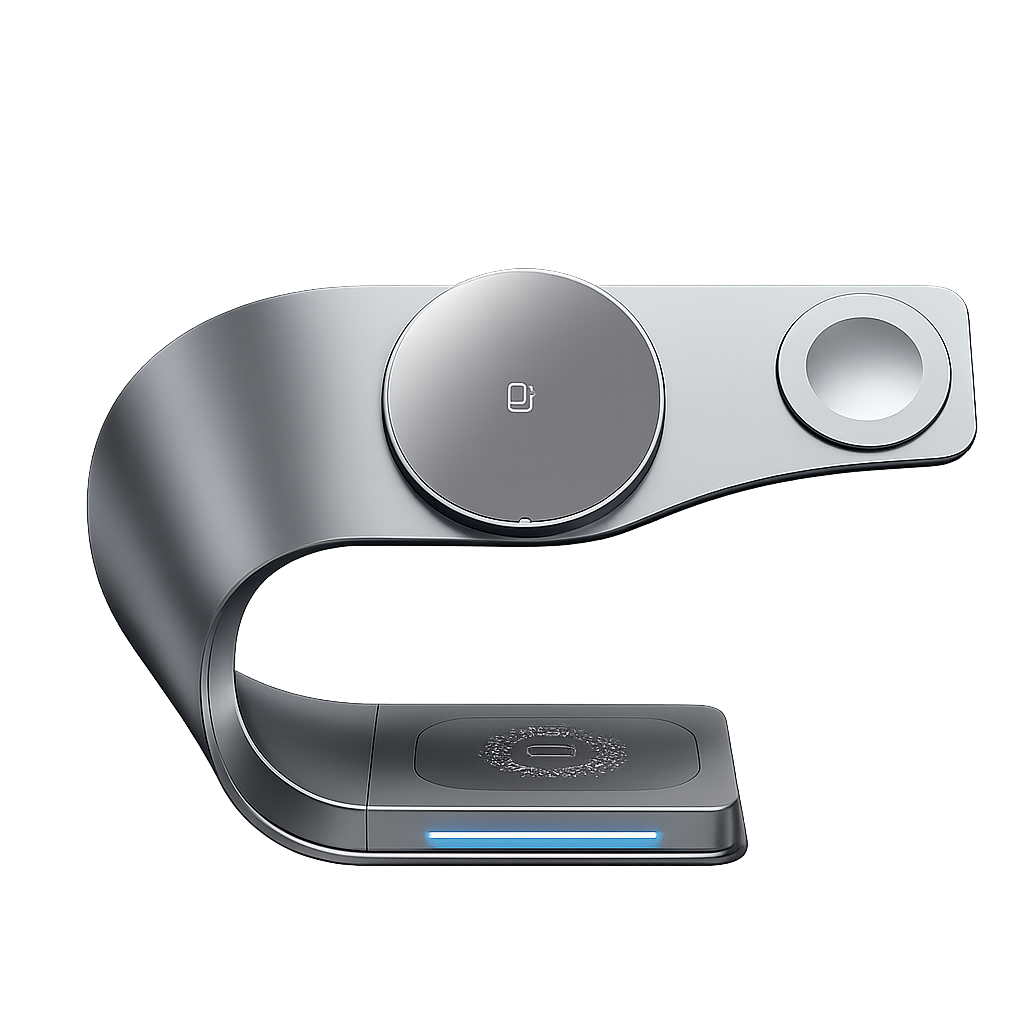 Metal Shell 4 in 1 Wireless Charger for iPhone 16 15 14 13 12 Magnetic Fast Charging Station Stand Dock for Apple Airpods Watch