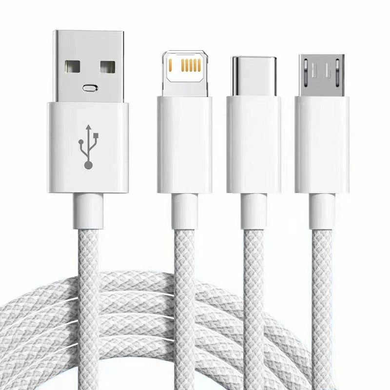 3In1 Micro USB Fast Charging Cable 6A Quick Charge Phone Data Line Type C Cord For iPhone Samsung Xiaomi Oneplus OPPO Cable Wire