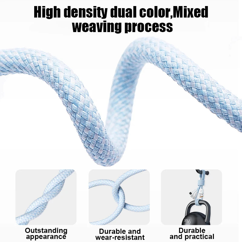 3In1 Micro USB Fast Charging Cable 6A Quick Charge Phone Data Line Type C Cord For iPhone Samsung Xiaomi Oneplus OPPO Cable Wire