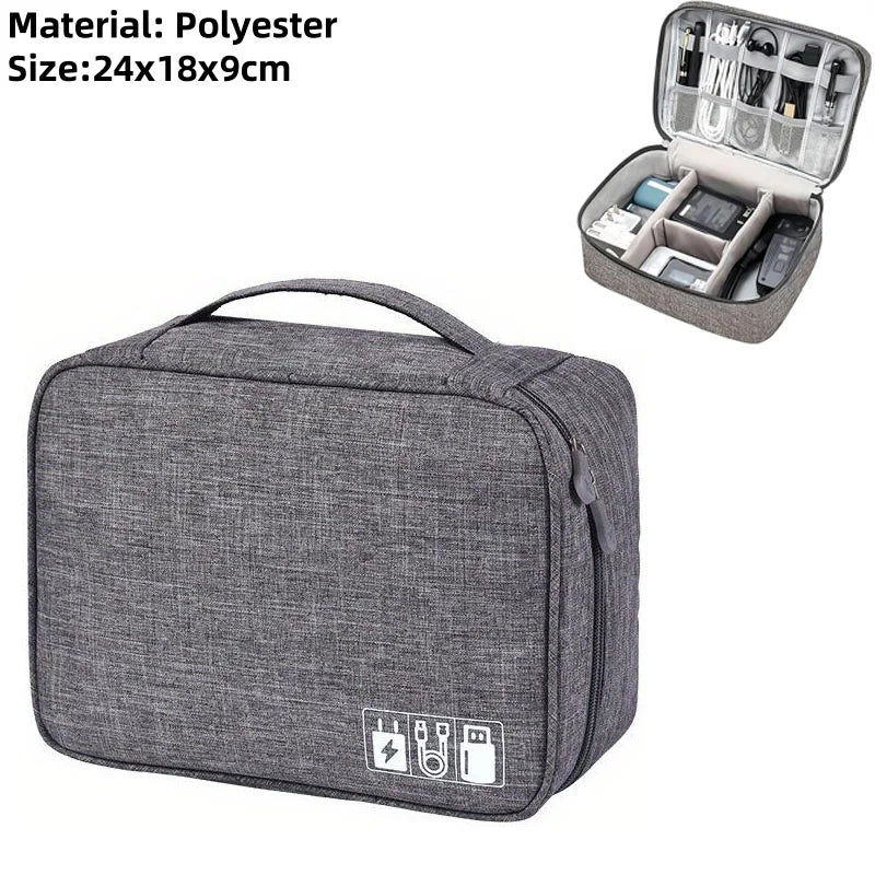 Oxford Travel Cable Bag Shockproof Multi-layer Charger Data Cable USB Bag Organizer Solid Color Electronic Accessory Storage Bag
