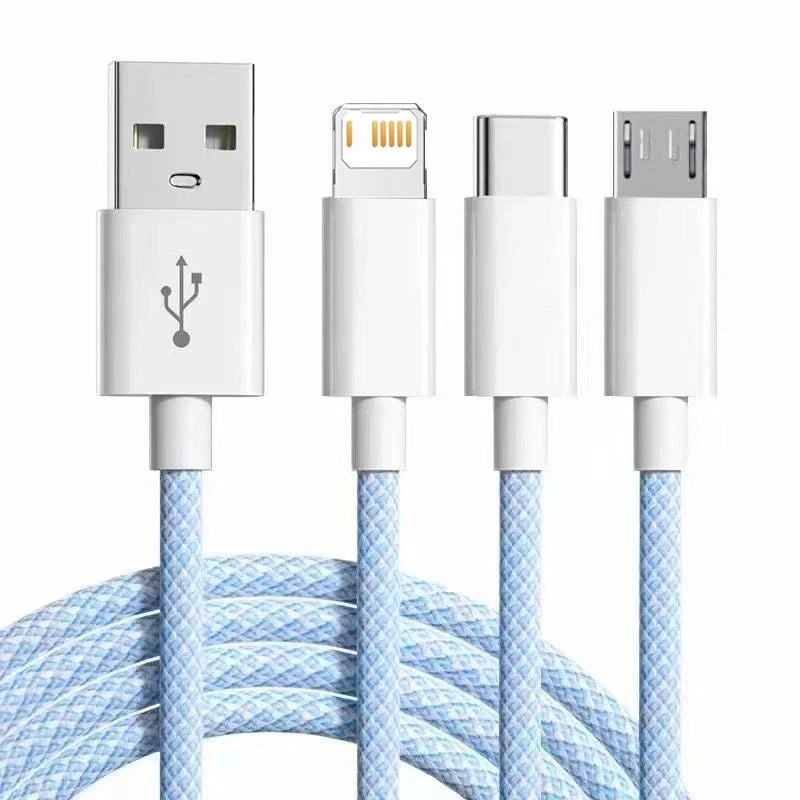 3In1 Micro USB Fast Charging Cable 6A Quick Charge Phone Data Line Type C Cord For iPhone Samsung Xiaomi Oneplus OPPO Cable Wire