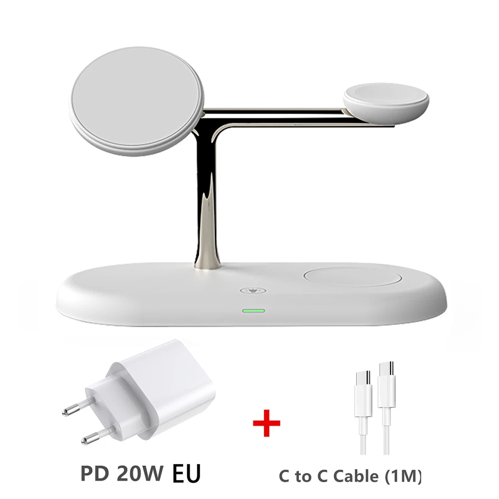 3 in 1 Wireless Charger For iPhone 12 13 14 15 16 ，for Apple Watch 10 9 8 7 6 / Airpods Pro /Galaxy Watch Fast Charging Station