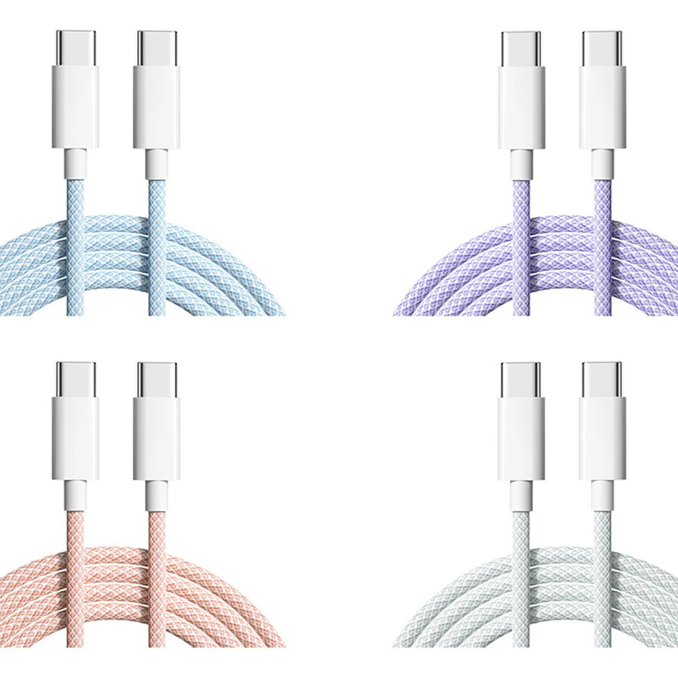 60W 6A USB Type C to Type C Cable Data Line For Iphone 15 16 Samsung Xiaomi Fast Charging USB C to C Cable Type C Data Charger