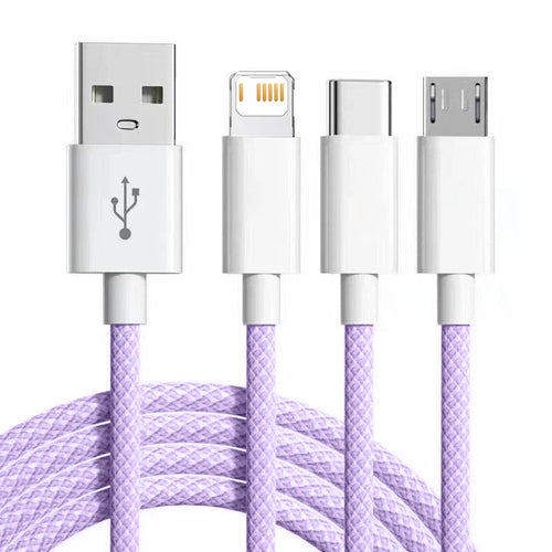3In1 Micro USB Fast Charging Cable 6A Quick Charge Phone Data Line Type C Cord For iPhone Samsung Xiaomi Oneplus OPPO Cable Wire