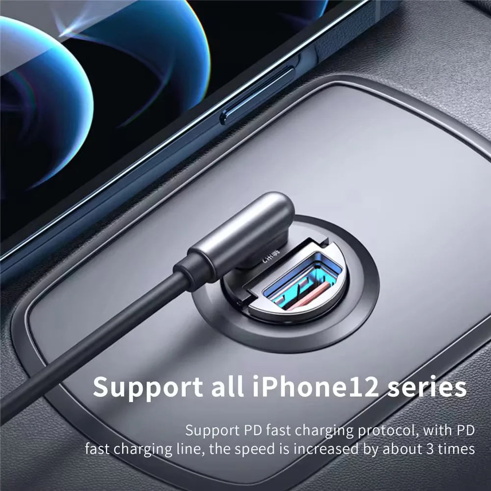 Mini 100W PD QC Pull Ring Fast Charging Car Charger USB C Car Phone Charger Adapter For iPhone 13 12 Xiaomi Samsung Huawei